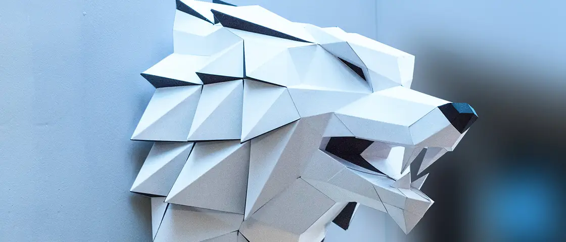 sculpture papier Loup